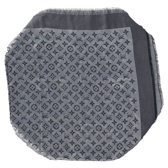 Louis Vuitton Monogram Scarf in Grey Silk-Wool Blend - Picture 2 of 6